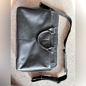 Kenneth Cole black leather shoulder bag briefcase Pre-owned